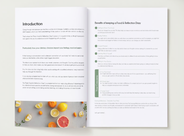 Daily Food & Reflection Diary: Tracking Your Nutrition for Better Health During Perimenopause & Menopause